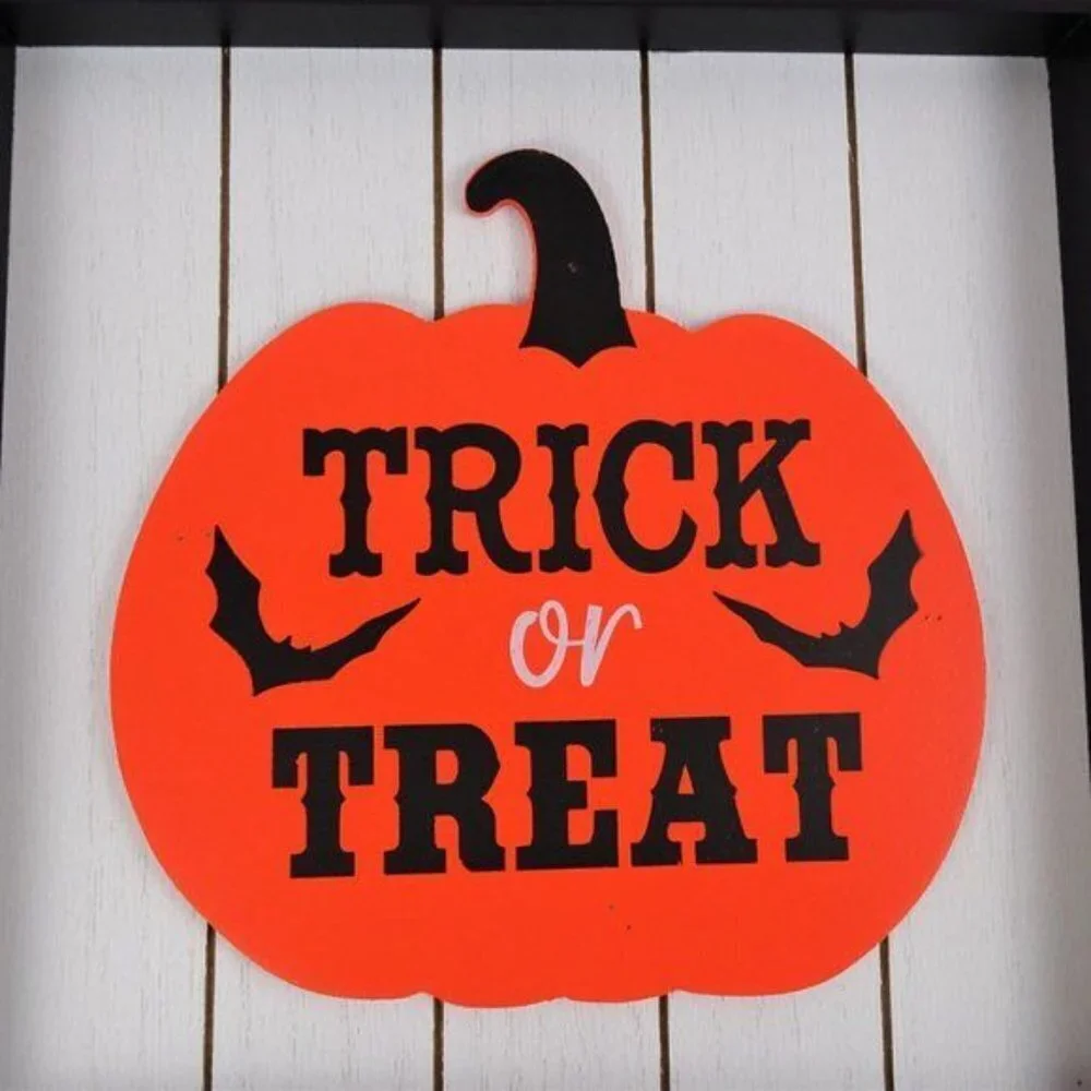 New Halloween Trick or Treat Wooden Decor Art Sign